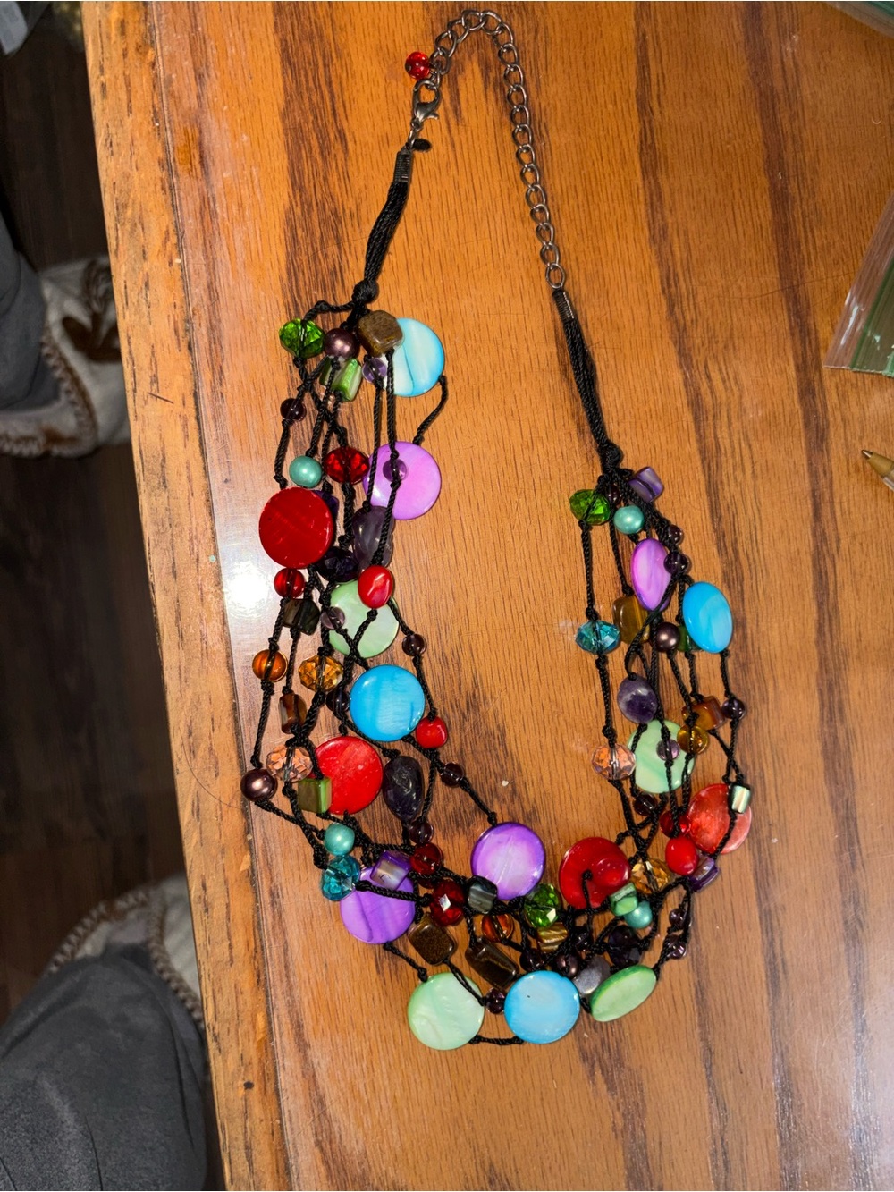 Multi-Color Beaded Statement Necklace - Women Jewelry. 11 1/2 inches